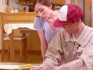 Asian MILF Fucks Young Courier's Nippon in Tokyo XXX